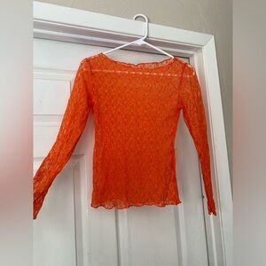 Orange mesh top